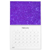 Paarse glitter Sparkle Custom Design Calendar Kalender (Feb 2026)