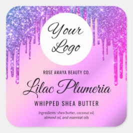 Paarse glitter Sparkle drijft schoonheidsindustrie Vierkante Sticker