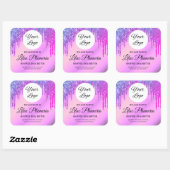 Paarse glitter Sparkle drijft schoonheidsindustrie Vierkante Sticker (Vel)