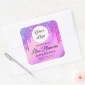 Paarse glitter Sparkle drijft schoonheidsindustrie Vierkante Sticker (Envelop)