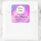 Paarse glitter Sparkle drijft schoonheidsindustrie Vierkante Sticker (Tas)