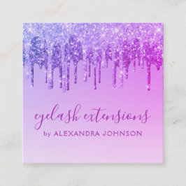 Paarse Glitter Sparkle Eyelash Extensions Vierkante Visitekaartje