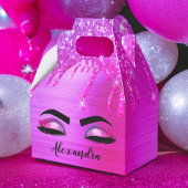 Paarse Glitter Sparkle Eyelashes Monogram Naam Bedankdoosjes