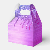 Paarse Glitter Sparkle Eyelashes Monogram Naam Bedankdoosjes (Achterkant)