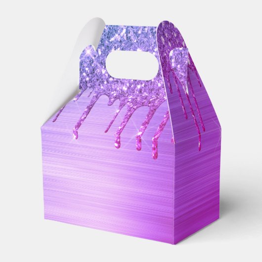 Paarse Glitter Sparkle Eyelashes Monogram Naam Bedankdoosjes (Achterkant)