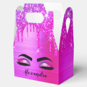 Paarse Glitter Sparkle Eyelashes Monogram Naam Bedankdoosjes (Geopend)