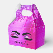 Paarse Glitter Sparkle Eyelashes Monogram Naam Bedankdoosjes (Voorkant Zijde)
