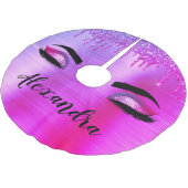 Paarse Glitter Sparkle Eyelashes Monogram Naam Kerstboom Rok (Gekanteld)