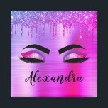 Paarse Glitter Sparkle Eyelashes Monogram Naam Magneet<br><div class="desc">Paarse Faux Folie Metallic Sparkle Glitter Brushed Metal Monogram Name and Initiaal Eyelashes (Lashes),  Eyelash Extensions and Eyes Refkoelkast Magnets. Het ontwerp maakt het perfecte mooie cadeau van 16 jaar,  bruiloft,  vrijgezellenfeest,  verjaardag,  baby shower of vrijgezellenfeest voor iemand die op zoek is naar een trendy coole stijl.</div>