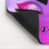 Paarse Glitter Sparkle Eyelashes Monogram Naam Muismat (Hoek)