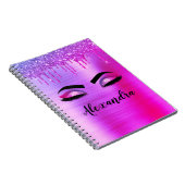 Paarse Glitter Sparkle Eyelashes Monogram Naam Notitieboek (Rechterzijde)