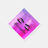 Paarse Glitter Sparkle Eyelashes Monogram Naam Servet (Hoek)