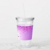 Paarse Glitter Sparkle Glam Metal Monogram Naam Acryl Drinkbeker (Links)