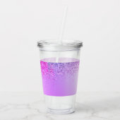 Paarse Glitter Sparkle Glam Metal Monogram Naam Acryl Drinkbeker (Achterkant)