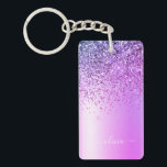 Paarse Glitter Sparkle Glam Metal Monogram Naam Sleutelhanger<br><div class="desc">Paarse Faux Folie Metallic Sparkle Glitter Brushed Metal Monogram Name Sleutelhanger. Dit maakt de perfecte liefhebbende 16 verjaardag,  bruiloft,  vrijgezellenfeest,  verjaardagsdag,  baby shower of vrijgezellenfeest voor iemand die van luxe glam en stijl houdt.</div>