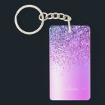 Paarse Glitter Sparkle Glam Metal Monogram Naam Sleutelhanger<br><div class="desc">Paarse Faux Folie Metallic Sparkle Glitter Brushed Metal Monogram Name Sleutelhanger. Dit maakt de perfecte liefhebbende 16 verjaardag,  bruiloft,  vrijgezellenfeest,  verjaardagsdag,  baby shower of vrijgezellenfeest voor iemand die van luxe glam en stijl houdt.</div>