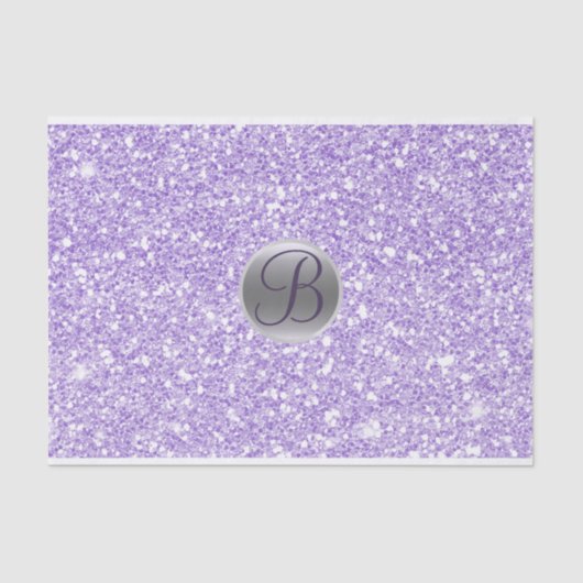 Paarse Glitter Sparkle Glam Monogram Initiaal Tissuepapier (Voorkant)