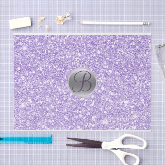 Paarse Glitter Sparkle Glam Monogram Initiaal Tissuepapier (Craft)