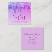Paarse glitter Sparkle Lashes Vierkante Visitekaartje (Voorkant / Achterkant)