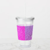 Paarse Glitter & Sparkle Monogram Verjaardag Acryl Drinkbeker (Rechts)