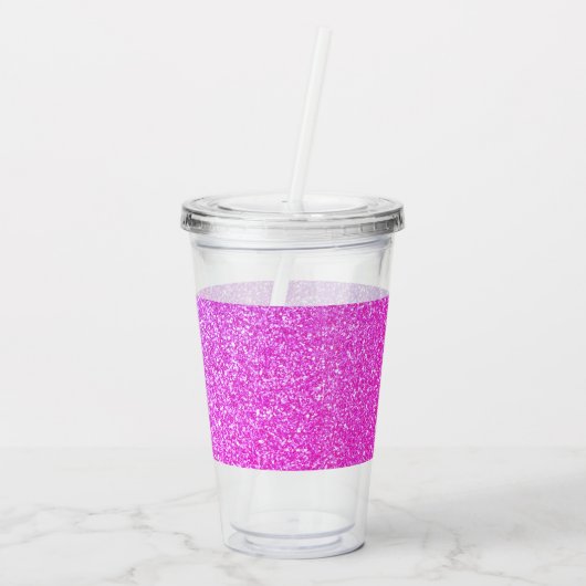 Paarse Glitter & Sparkle Monogram Verjaardag Acryl Drinkbeker (Achterkant)