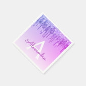 Paarse Glitter & Sparkle Monogram Verjaardag Servet (Hoek)