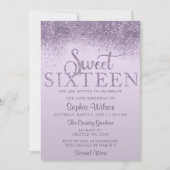 Paarse glitter Sparkle Sweet 16 Birthday Kaart (Voorkant)