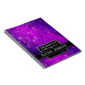 Paarse Glitter Sparkles Black White Monogram Glam Notitieboek (Rechterzijde)