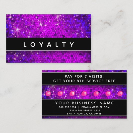 Paarse Glitter Sparkles Haarstylist Makeup Artiest Afsprakenkaartje (Voorkant / Achterkant)