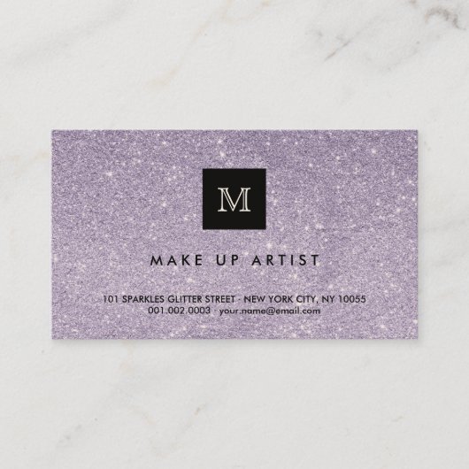 Paarse Glitter Sparkles Moderne Grafische kaart Visitekaartje (Voorkant)