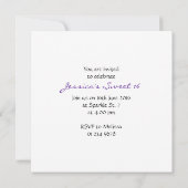 Paarse glitter sparkles Sweet 16 Square Invitation Kaart (Achterkant)