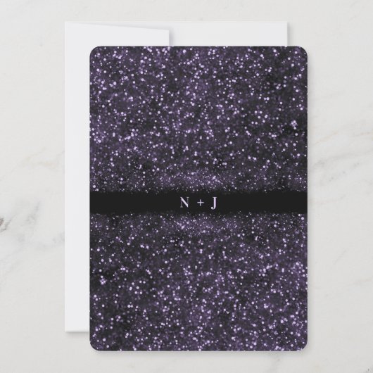 Paarse Glitter Sparkling Lights bruiloft Kaart (Achterkant)