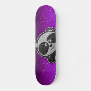 Paarse glitter Sparkly Black White Panda Sparkle Persoonlijk Skateboard