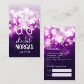 Paarse Glitter Sparkly Hair Stylist Afspraak Afsprakenkaartje (Voorkant / Achterkant)
