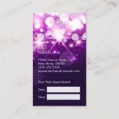 Paarse Glitter Sparkly Hair Stylist Afspraak Afsprakenkaartje (Achterkant)