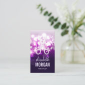 Paarse Glitter Sparkly Hair Stylist Afspraak Afsprakenkaartje (Staand voorkant)