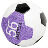 Paarse Glitter Sparkly Kijk Aantal en Naam Voetbal (Drie kwart)