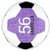 Paarse Glitter Sparkly Kijk Aantal en Naam Voetbal (Voorkant)