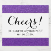 Paarse Glitter, Sparkly, Slanzend Glitter, Weddens Sparkling Wijnetiket (Enkel label)