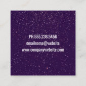 Paarse Glitter Speckles | Zilver Glitter Scribble Vierkante Visitekaartje (Achterkant)