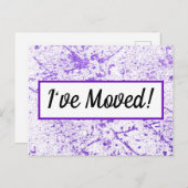 Paarse Glitter Splatter Verandering van Adres Briefkaart (Voorkant / Achterkant)