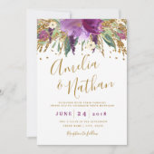 Paarse glitter sprankelende Amethist bruiloft Kaart (Voorkant)