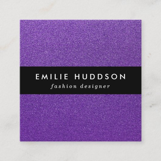 Paarse glitter, sprankeling, glitter achtergrond vierkante visitekaartje (Voorkant)