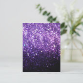paarse glitter sprankeling glow glans blij briefkaart (Staand voorkant)