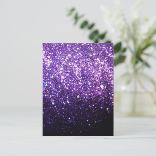 paarse glitter sprankeling glow glans blij briefkaart (Staand voorkant)