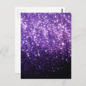 paarse glitter sprankeling glow glans blij briefkaart (Voorkant / Achterkant)