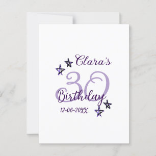 Paarse glitter sterren 30e verjaardag modern retro briefkaart