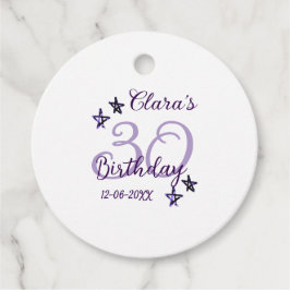 Paarse glitter sterren 30ste verjaardag moderne re bedankjes labels
