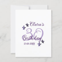 Paarse glitter sterren 30ste verjaardag moderne re