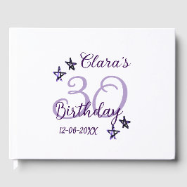 Paarse glitter sterren 30ste verjaardag moderne re gastenboek